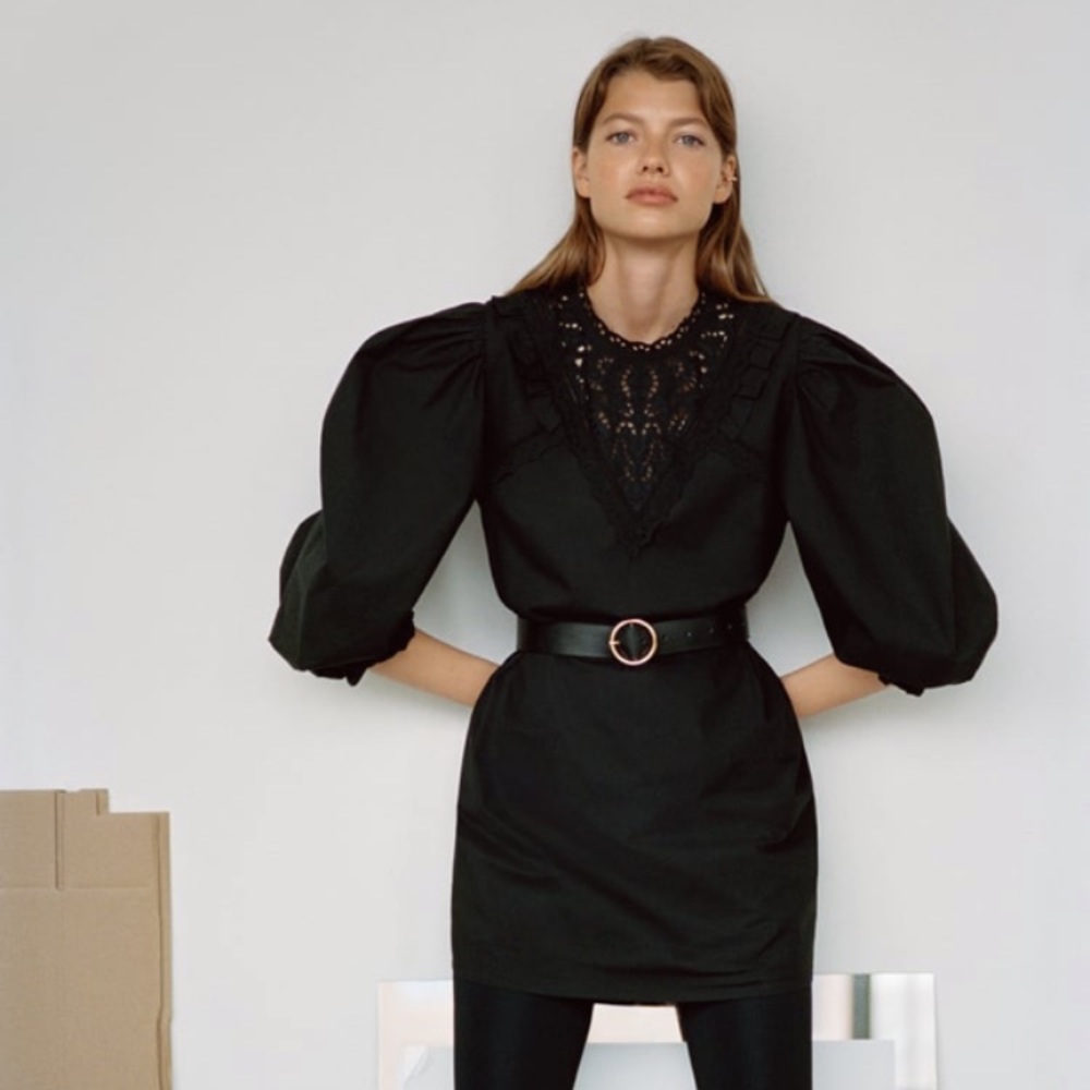 Voluminous Poplin Dress ( Black/XS )